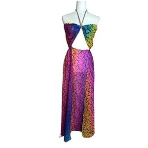$180 Kurt Geiger London GRADIENT CUTOUT DRESS / Swim Coverup Muti Semi Sheer